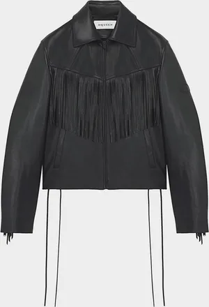Alexander McQueen Men & apos;s Western Fringe-Trim Leather Jacket