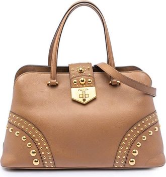Prada Pre-owned Prada Studded Saffiano Cuir Promenade Satchel Ladies 7G9H94K93RYXUMVG