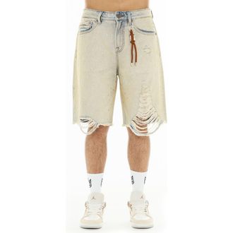Cult of Individuality Grunge Rhinestone Denim Shorts in Antique at Nordstrom, Size 36