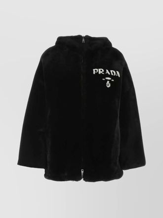 Prada reversible fur coat hooded design