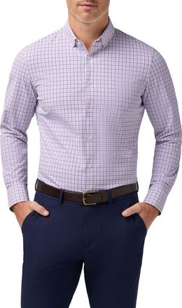 Mizzen+Main Leeward Trim Fit Plaid Performance Button-Up Shirt in Pink Salt Wyatt Plaid at Nordstrom, Size Xx-Large