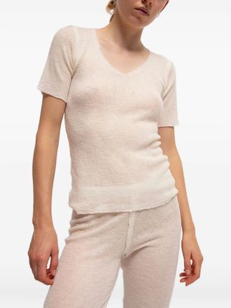 Gudrun & Gudrun Top Barbara con scollo a V - Toni neutri