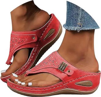 Generic Fashion Sandals Women Dressy Summer Flat Orthotic Slides Arch Support Flip Flops for Women Orthotic Sandals for Plantar Fasciitis Lightweight Thong Sa