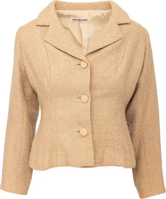 Balenciaga Pre-owned Womens Vintage Blazer - 50s - Beige Wool - Size X-Small/Small