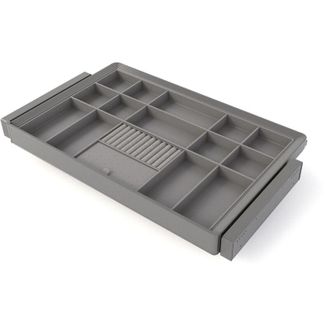 Emuca Emuca Kit cassetto organizzatore e telaio regolabile Quartz per armadi, chiusura ammortizzata e estrazione totale, modulo da 80 cm, finitura titanio