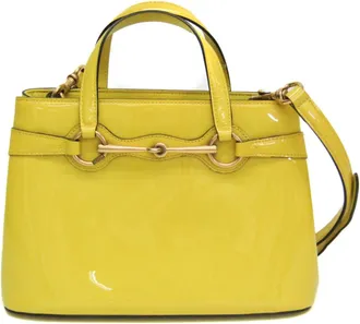 Gucci Bright Bit Convertible Tote Patent Leather Yellow Patent_Leather Handbag (Pre-Owned)