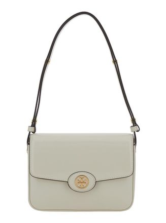 Tory Burch Robinson White Crossbody Bag With Double T Logo Plaque In Leather Woman