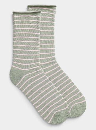 Simons Womens Striped rolled-hem socks