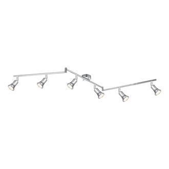 Globo Lighting Faretto Da Soffitto A Led Orientabile Lampada Da Soffitto Per Soggiorno Lampada Faretto Cromato Striscia Di Faretti 6 Fiamme, Metallo, 6x 3w 6x 250lm 