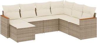 vidaXL Vidaxl - Set Sof&aacute;s De Jard&iacute;n 7 Piezas Y Cojines Rat&aacute;n Sint&eacute;tico Beige