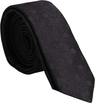 Dolce & Gabbana Mens Polka Dot Necktie - Black Silk - One Size