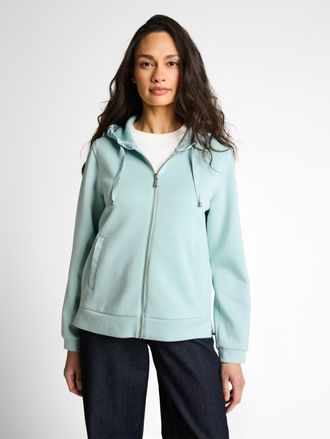 Tom Tailor Kapuzensweatjacke TOM TAILOR Regular, Damen, Gr. XXL, blau hazel, Sweatware, Obermaterial: 51% Polyester, 42% Viskose, 7% Elasthan, unifarben, regular
