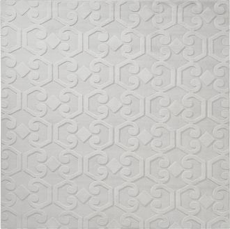 Beliani Alfombra Cuadrada Decorativa De Jacquard 160 Cm Gris Claro Gannett