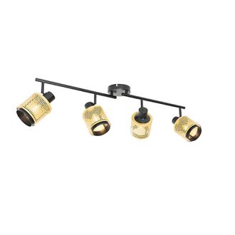 QAZQA Qazqa Foco Industrial Negro Con Dorado 4 Luces - Kayden