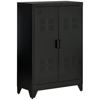Mauro Ferretti Armadietto Metallico A 2 Ante In Stile Industriale Per Casa E Garage, 75x33x110 Cm, Nero