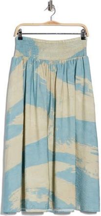 DKNY Smock Waist Pleated Skirt in Cameo Blu Brushstroke at Nordstrom Rack, Size X-Large