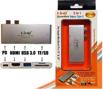 Trade Shop Trade Shop - Hub 5 En 1 Tipo C Converter Macbook Tpc-9825 Adaptador Lector De Tarjetas