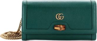Gucci Diana Wallet on Chain Leather clutch bag - Groen