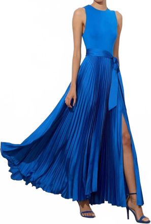 Alice & Olivia Chara Pleated Maxi Dress In True Blue