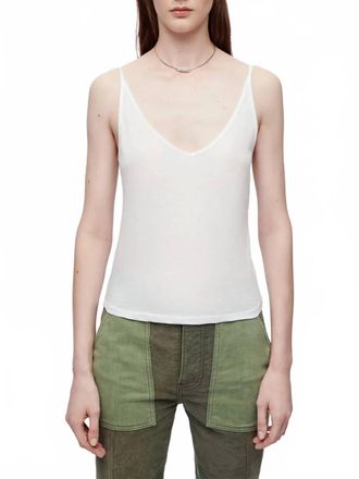 Re/Done Sheer Spaghetti Strap Tank In White