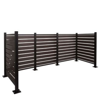 Hhg [nunca Usado] Valla De Aluminio Para Papeleras Hhg-947, Revestimiento Para Papeleras, Aspecto Madera Extensible 130x300x110cm, Antracita