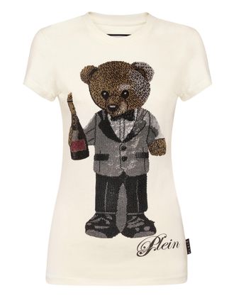Philipp Plein Cotton Sexy Pure Fit T-Shirt Teddy Waiter Crystal
