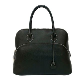 Herm&egrave;s Black Leather Handbag Tote Bag (Pre-Owned)