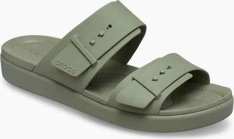Crocs Womens Brooklyn Buckle Womens Low Wedge Sandals - Cargo Synth - Size: 4