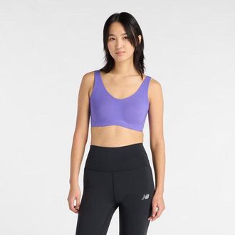 New Balance Mujer NB RC Bra en P&uacute;rpura, Poly Knit, Talla XL