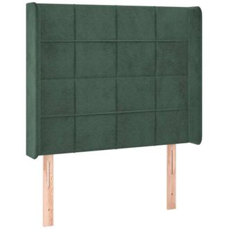 vidaXL Cabecero Con Orejas De Terciopelo Verde Oscuro 93x16x118/128 Cm Vidaxl