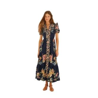 Farm Rio FARM Rio, Maxi Dresses, female, Multicolor, Size: S Maira Floral Maxi Dress