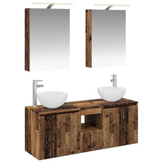 vidaXL Juego De Muebles De Ba&ntilde;o 5 Pcs Madera Envejecida Vidaxl