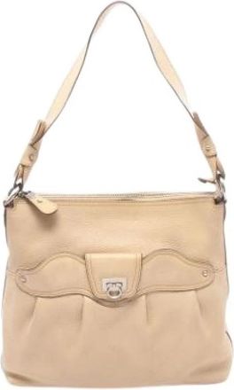 Ferragamo Pre-owned Schoudertas - Dames - Vintage Schoudertas - Beige - ONE Size - Leer - Vintage