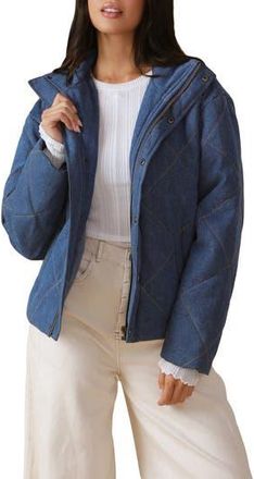 Flying Tomato Quilted Denim Jacket in Medium Indigo at Nordstrom Rack, Size Small