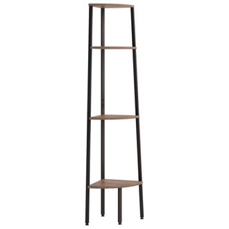 vidaXL Scaffale Angolare 4 Livelli Marrone Scuro Nero 45,5x31,5x150cm - Vidaxl
