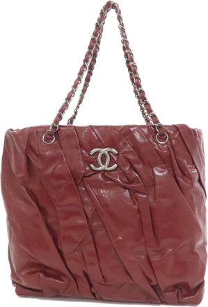Chanel Red Color Leather Tote Bag (Pre-Owned)