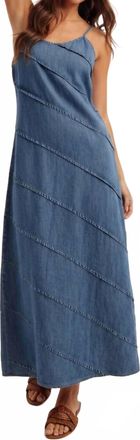 Hem & Thread Kyla Pintuck Detail Maxi Dress In Medium Denim