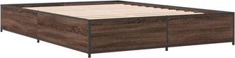 vidaXL Estructura cama madera ingeniería metal marrón roble 120x200 cm Vidaxl