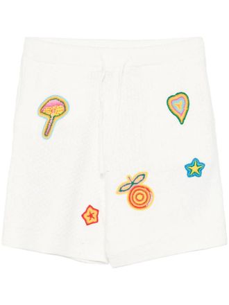 Casablanca patch-detailing crochet shorts - White