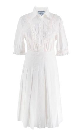 Prada White Cotton Button Front Poplin Dress