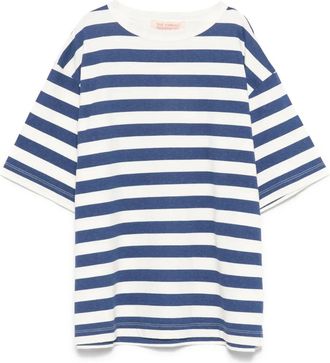 The Animals Observatory back logo-patch striped T-shirt - kids - Fabric - 12 yrs - Blue