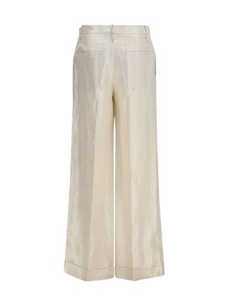 Brunello Cucinelli Womens Linen Tailored Pants Panama-Platino Silk Panama/platino Trousers