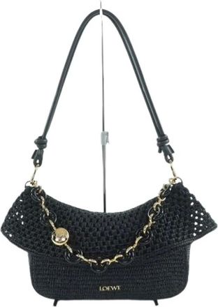 Loewe Pre-owned Shoulder Bags, female, Black, Size: ONE SIZE Pre-owned Raffia Shoulder Bag