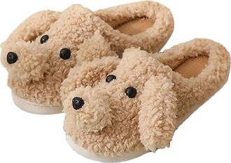 Generic Slippers Womens Winter Funny Felt Slippers Womens Fluffy Non-Slip Soft Plush Home Slippers Warm Cuddly Slippers Closed Unisex Guest Slippers Lightweig