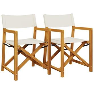 vidaXL Sillas De Director Plegables 2 Unidades Tela Blanco Crema Vidaxl