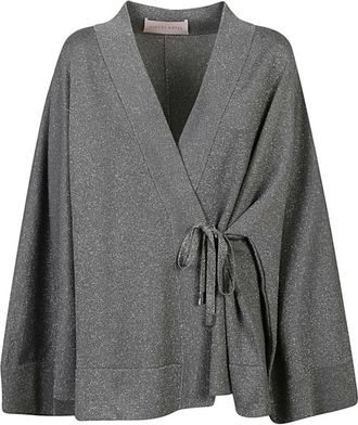 Circus Hotel Grijze Viscose Korte Kimono Jurk - Dames - Vesten - Grijs - S - Truien & Vesten