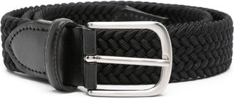 ERALDO leather-trim interwoven belt - men - Calf Leather/Fabric - 110 - Black