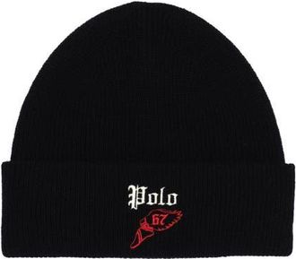 Polo Ralph Lauren Winged Foot Beanie in Polo Black at Nordstrom