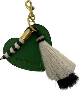 Kempton & Co. I Heart U Heart Bag Charm In Green Leather