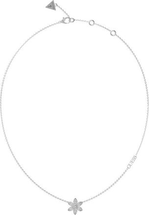 Guess Womens UBN04146RH Ladies White Lotus Necklace - Silver - One Size